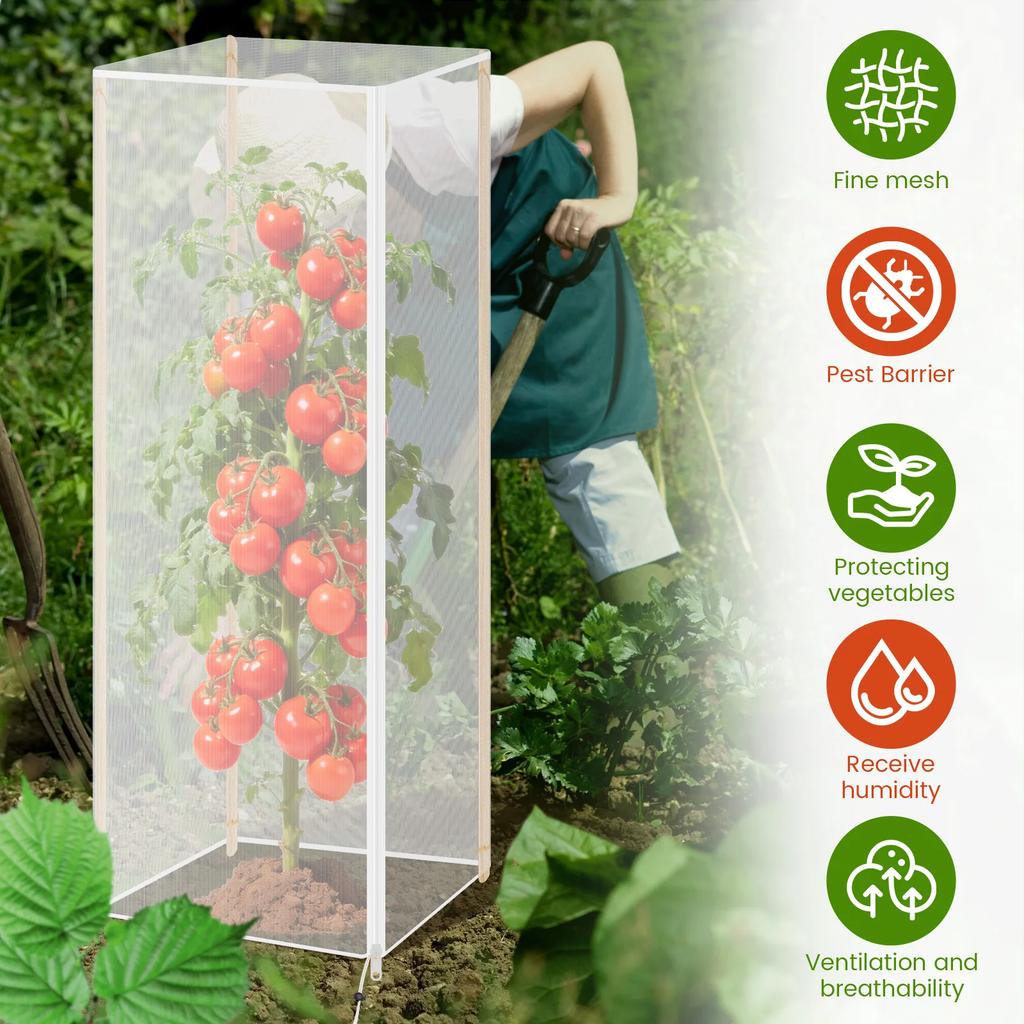 3Pcs Garden Bird Netting Plant Cover Breathable Plant Insect proof Mesh Cover with Zipper & Drawstring Fine Mesh Tomato Cage Net
