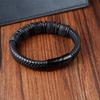 Fashion Men's Stainless Steel Bracelet Multi-layer Combination Cross Design Leather Bangles for New Year Gifts Male Jewelry