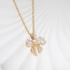 Cute Zirconia Heart Bow Pendant Necklace Jewelry for Women