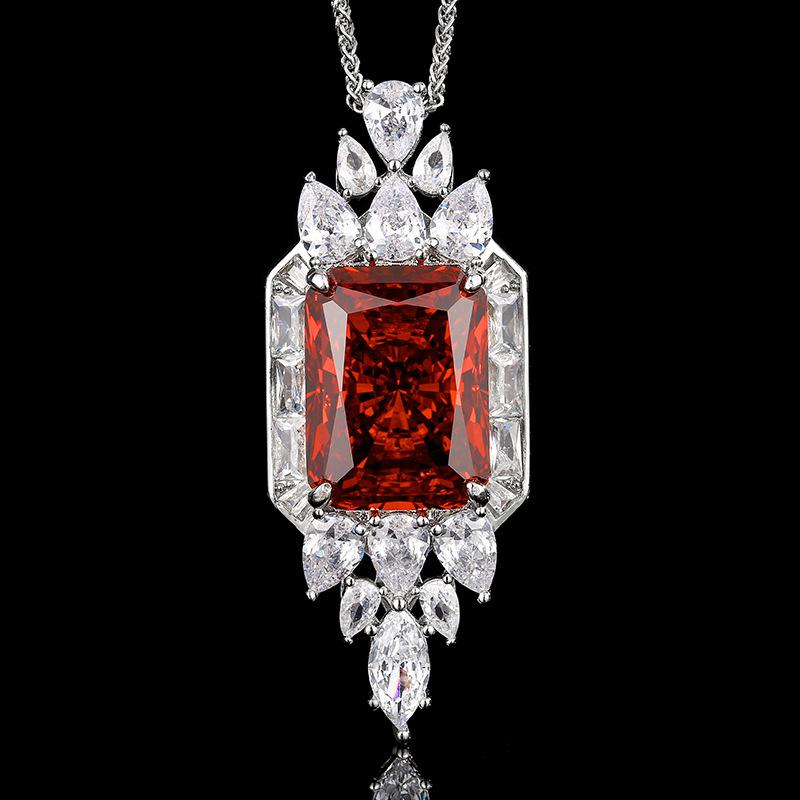 Biżuteria Szlif Redeen Żółty Diament Vintage Premium Naszyjnik z Zawieszką Kamień Główny 15 * 20