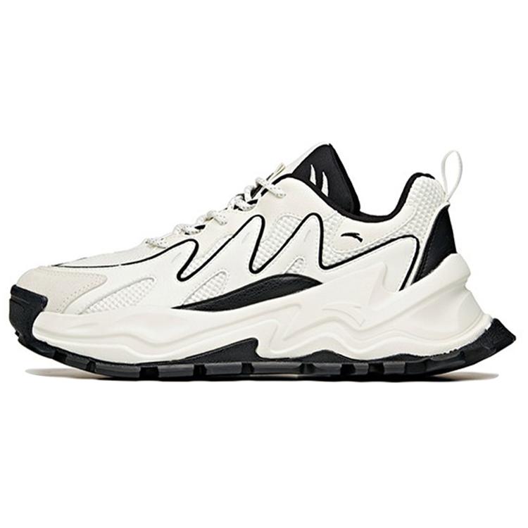 New Anta Hot Cushioning Anti Slip Wear Resistant Breathability Low Top Chunky Sneakers Men's White Black 912118886-2