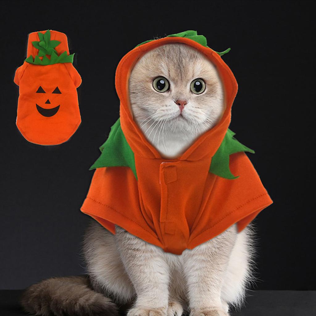 Small Dog Hoodie Clothes Two-Leg Sweatershirt Dog Cats Halloween Pumpkin Costume