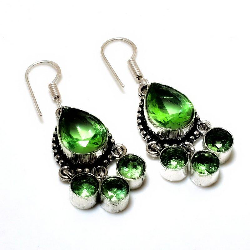 

Ювелирные серьги ручной работы с драгоценным камнем Цаворит 925 пробы, посеребренные, 1,89 дюйма