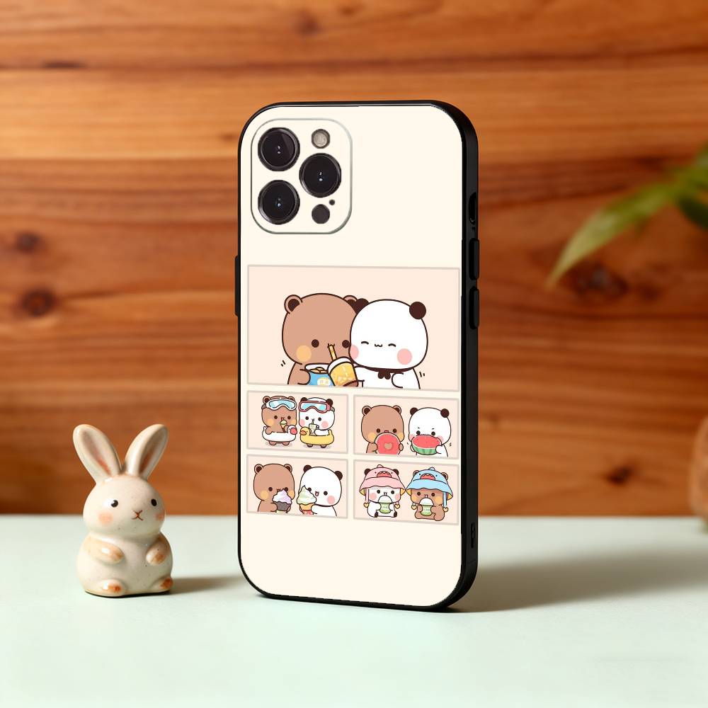 Cute B-BuBu D-DuDu Phone Case For iPhone17,16,15,14,13,12Plus,Pro Max,XS,5G Soft Silicone Black Cover