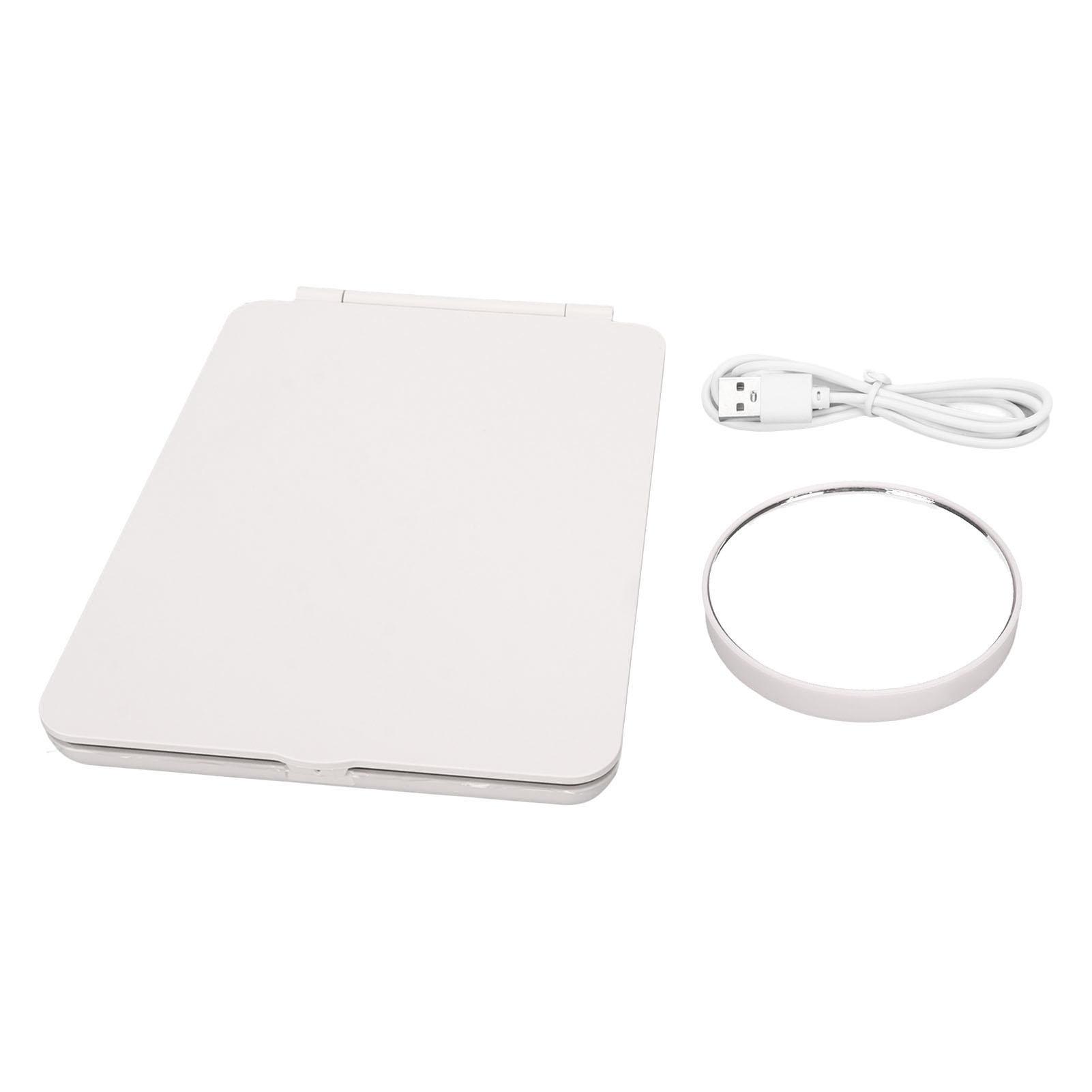 Светодиодное зеркало с 3 режимами подсветки, перезаряжаемое, портативное, складное дорожное зеркало для женщин, белое белый