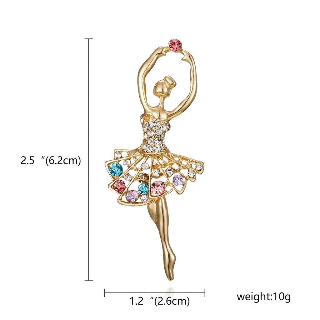 High-End Rhinestone Ballet Dancer Brooch for Women