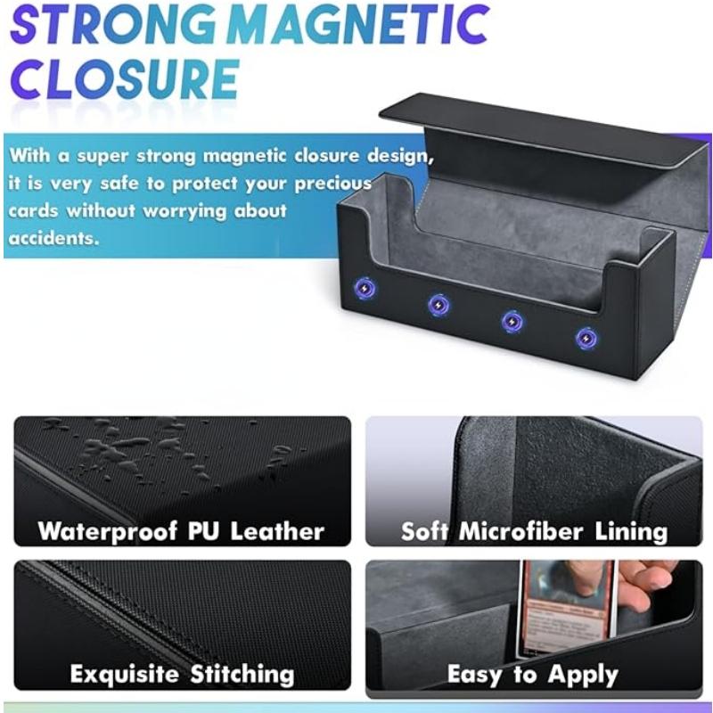 Card Deck Case for 400+ Trading Cards with 5pcs Divider PU Magnetic Storage Box Holder Sleeve Card for Game YuGiOh MTG Star Card