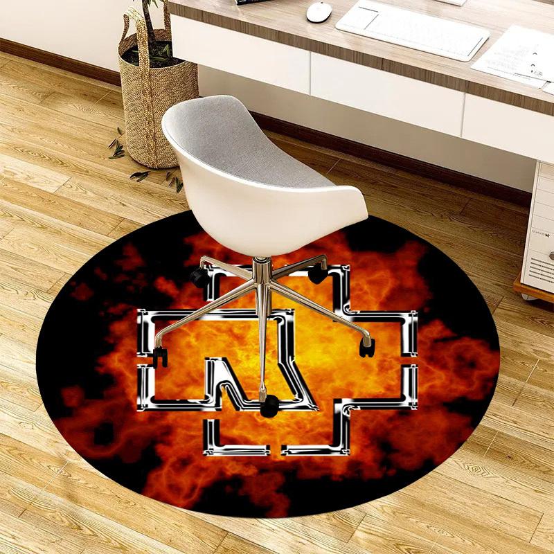 1pc Flaming Symbol Round carpet, Made of Polyester,Perfect for Decorating Office Chairs, Living Rooms