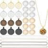 FREEBLOSS 12 Set Round Bezel Pendant Trays Necklace Pendant Blank Frame for Embroidery Round Pendant Tray Charm DIY Jewelry Making Kit for Necklace