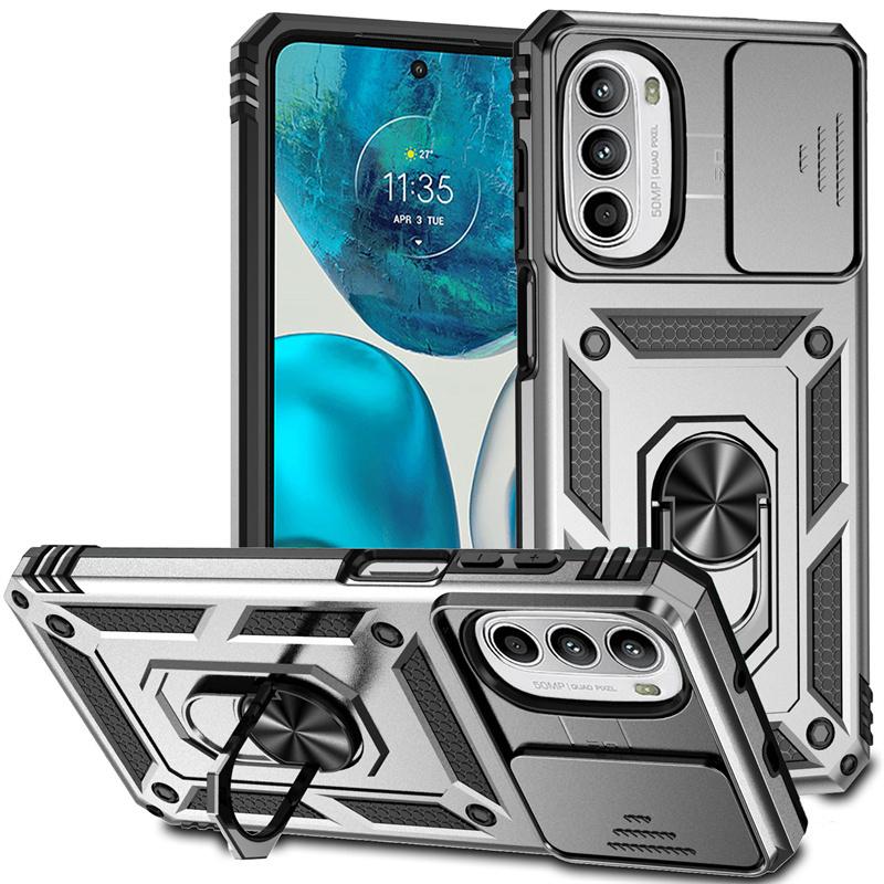 For Motorola G52 G82 Case Shockproof Armor Slide Camera Protect Funda For Moto G52 G82 G 52 82 Magnetic Holder Ring Back Cover