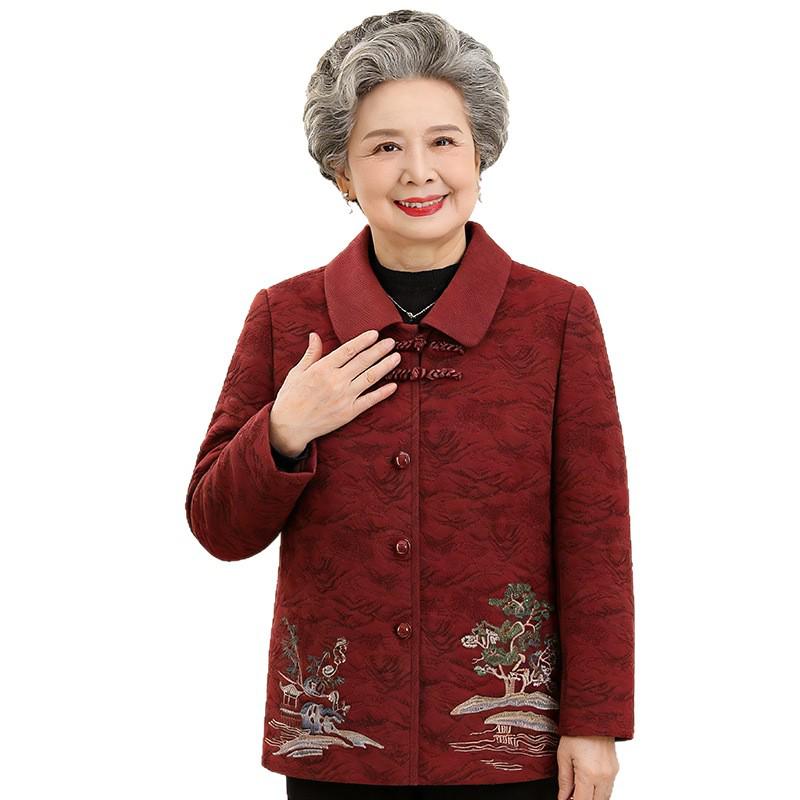 Mom's New Style Windbreaker: Spring/Autumn Dark Buckle, Middle-Aged & Elderly Women's Chinese-Inspired Jacket