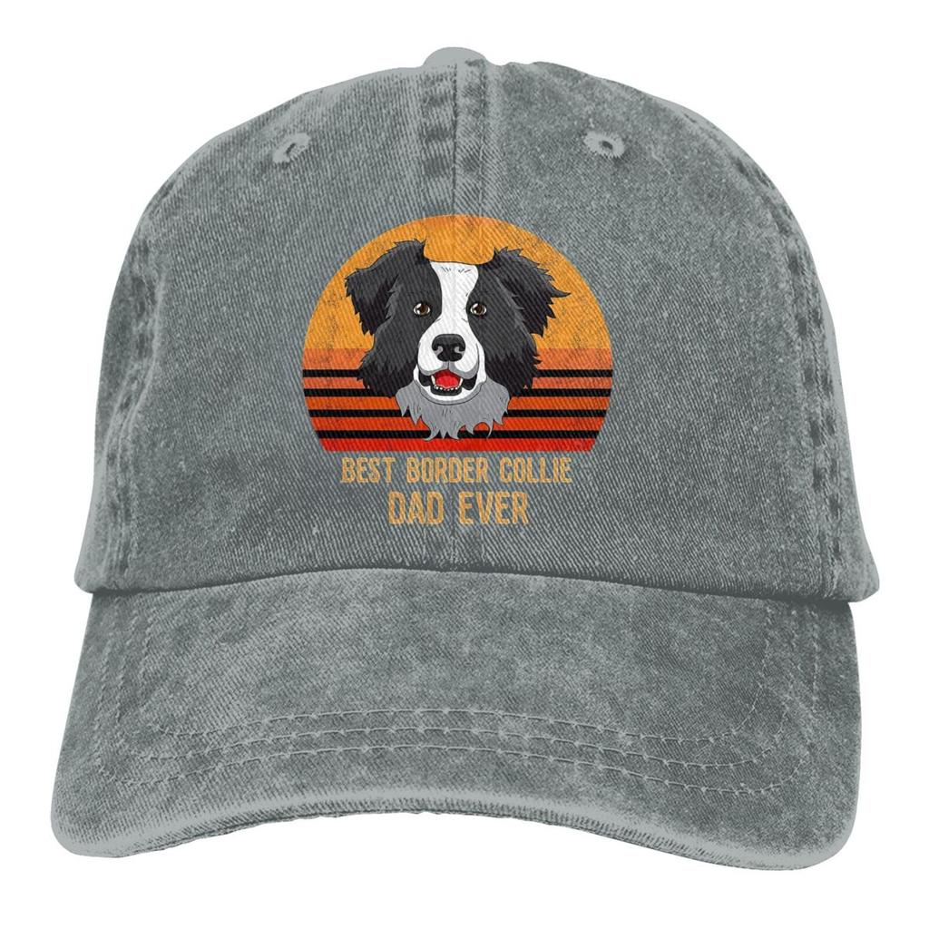 Best Border Collie Dad Ever Baseball Cap Unisex Adjustable Vintage Washed Denim USA