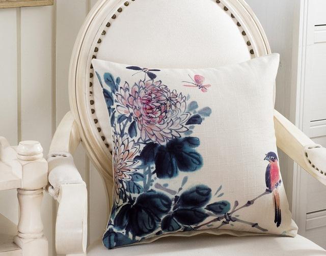Ink Wash Style Patterns Throw Pillow Cover With Short Plush Print For Living Room Sofa Decoration Cushion Cover Pillow Covers