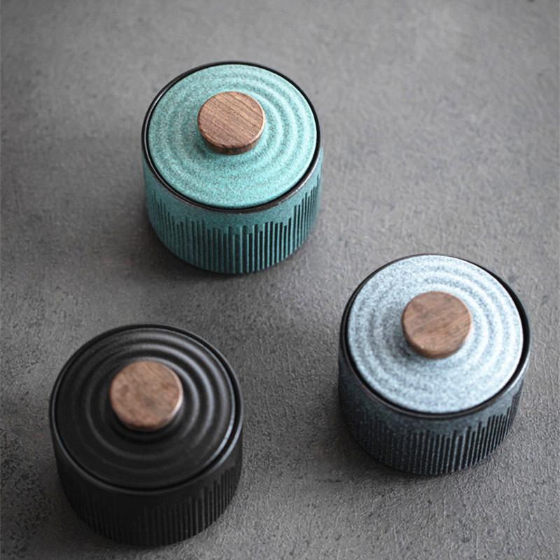 Ceramic Small Tea Caddy Jars Coffee Can Portable Kitchen Tea Can Snacks Sealed Jars Decor Storage Tank Food Organizer Candy Jars