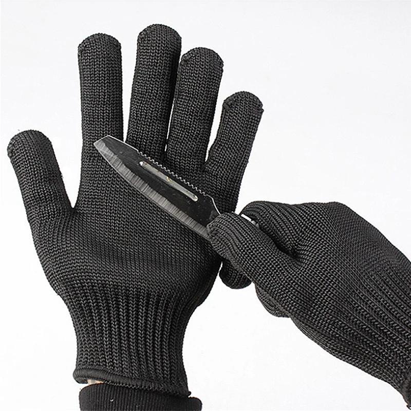 2pcs Black Anti Cutting Gloves Wear Resistant Work Gloves Security Protection Self Defense Gloves Steel Wire Metal Mesh Gloves