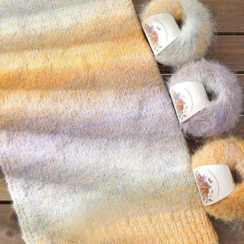 25g Multi-Color Mix Knitting Scarves Mohair Weaving Mixed Yarn DIY Long Wool Yarn Comfortable Knitting Fluffy Multicolor