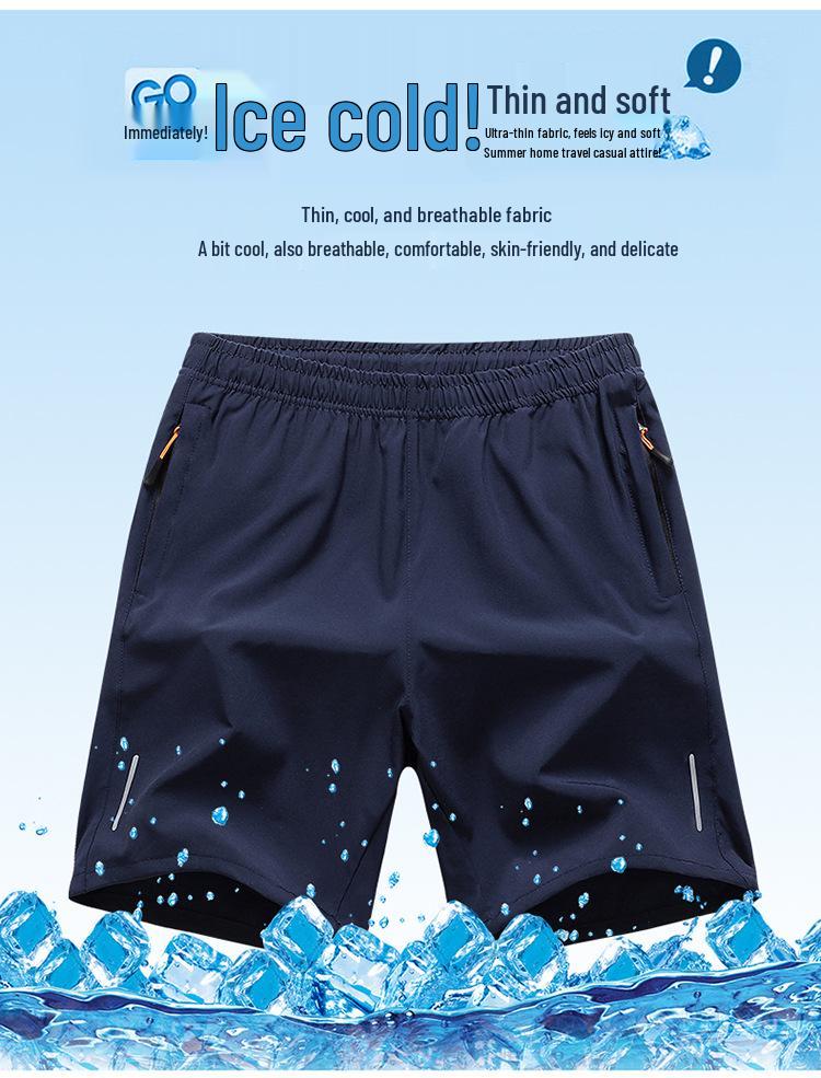 Men's Plus Size Quick-Dry Ice Silk Sports Shorts - Summer Casual Five-Point Running Shorts