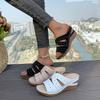 Women's Casual Wedges Platform Slippers 2026 Summer Fashion Open Toe Sandals Vintage Anti-slip Leather Shoes Zapatos De Mujer