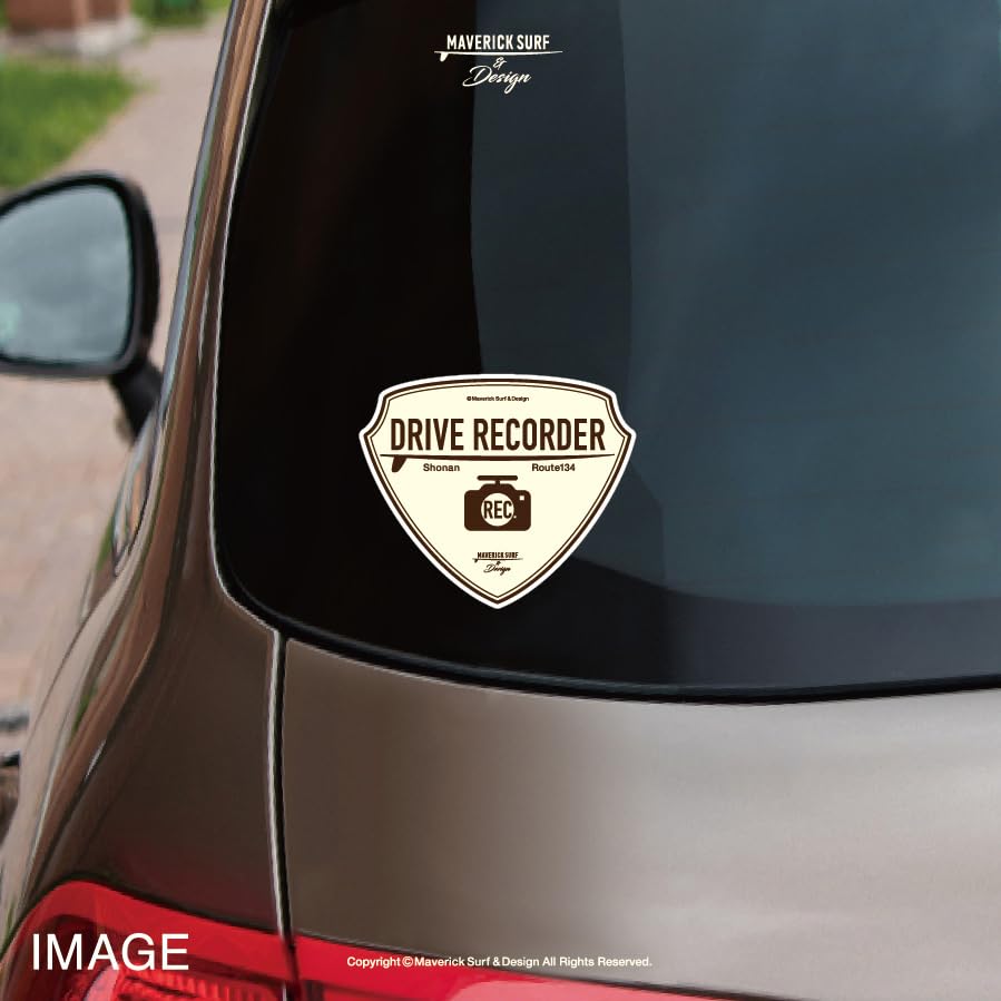 Maverick Surf & Design Maverick Surf & Design Drive Recorder Recorder Rec. " Security Sticker st-025-dr-bw/Brown Surf Sticker Car Decal