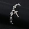 Handmade Rosary Bracelet Elasticated Metal Bracelet  Round Rose Alloy Beads Catholic Saints Images Prayer Bracelets