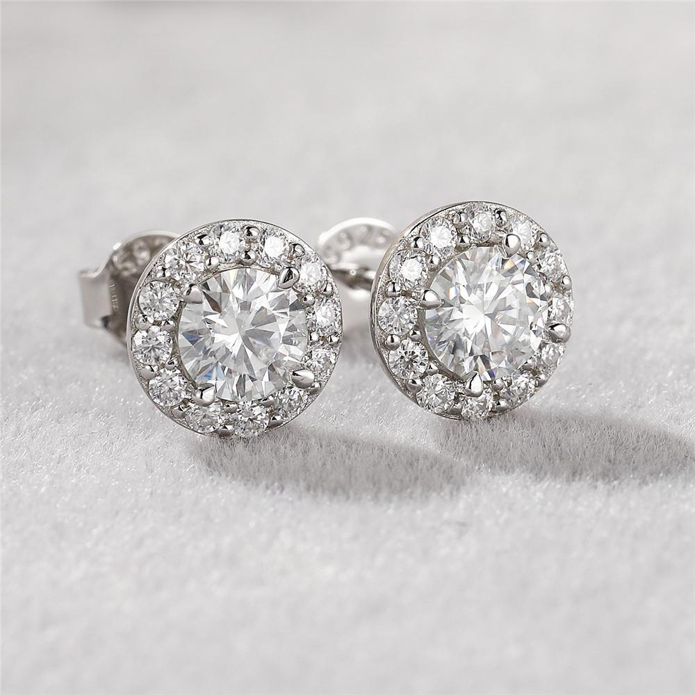 Boucles d'oreilles puces rondes en argent sterling S925 0,5 carat pour femmes, simples, en moissanite, tendance, avec diamants Mozzarella, usine