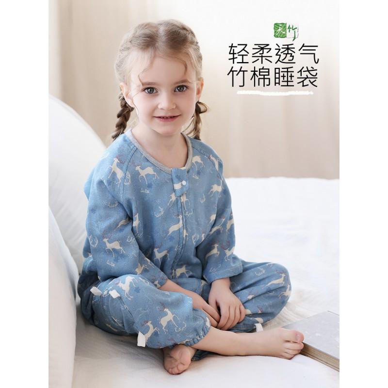 Bamboo Cotton Antibacterial Toddler Sleep Sack With Zipper Front 4 Buttons Back 2 Legged Lightweight Pajama