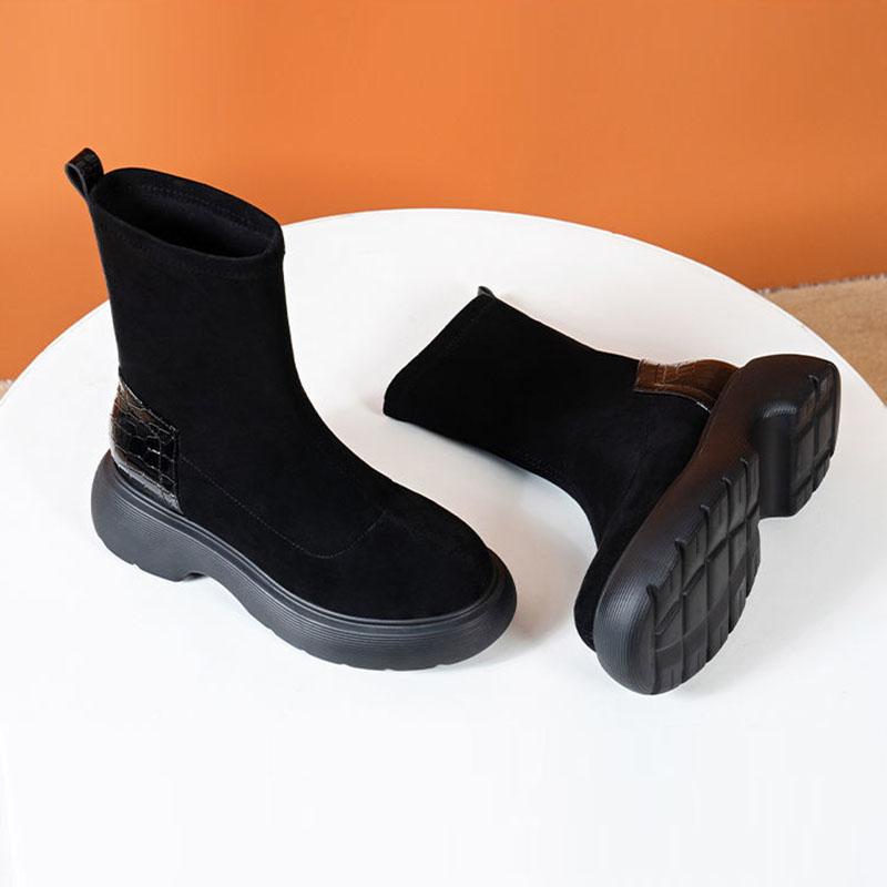 Botas negras Mujer Otoño e Invierno Botas elásticas Versión coreana de Wild  Short Boots Increased Thick-soled Boots Martin Boots comprar a buen precio  — entrega gratuita, reseñas reales con fotos — Joom
