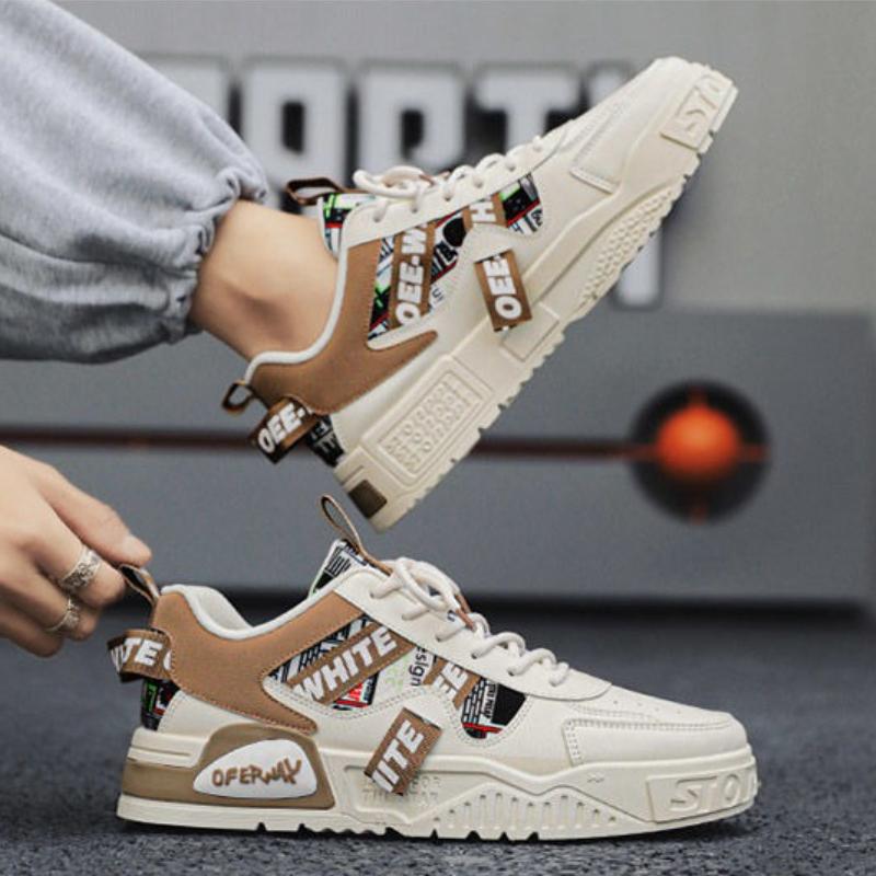 

Four Seasons Fashion New Thick Soled Casual Anti Slip Board Shoes Small and Versatile Letter Low Cut Trendy Lace Up Men s Shoes 44 шоколадный