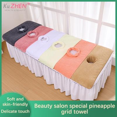 1 Stück 35*35 cm 40x80 cm Verdickter Schönheits-SPA-Massagetisch Planken Gesichtshandtuch mit Loch Bett Kopftuch Kopfstützpolster