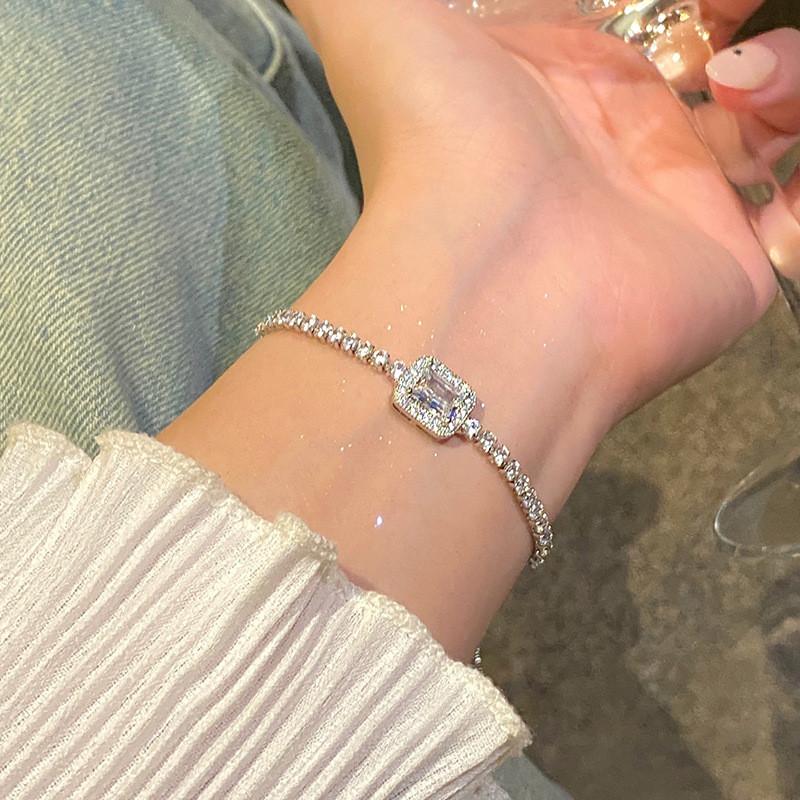 Geometric Zircon Square Adjustable Bracelet For Womens Fashion And Giftgiving