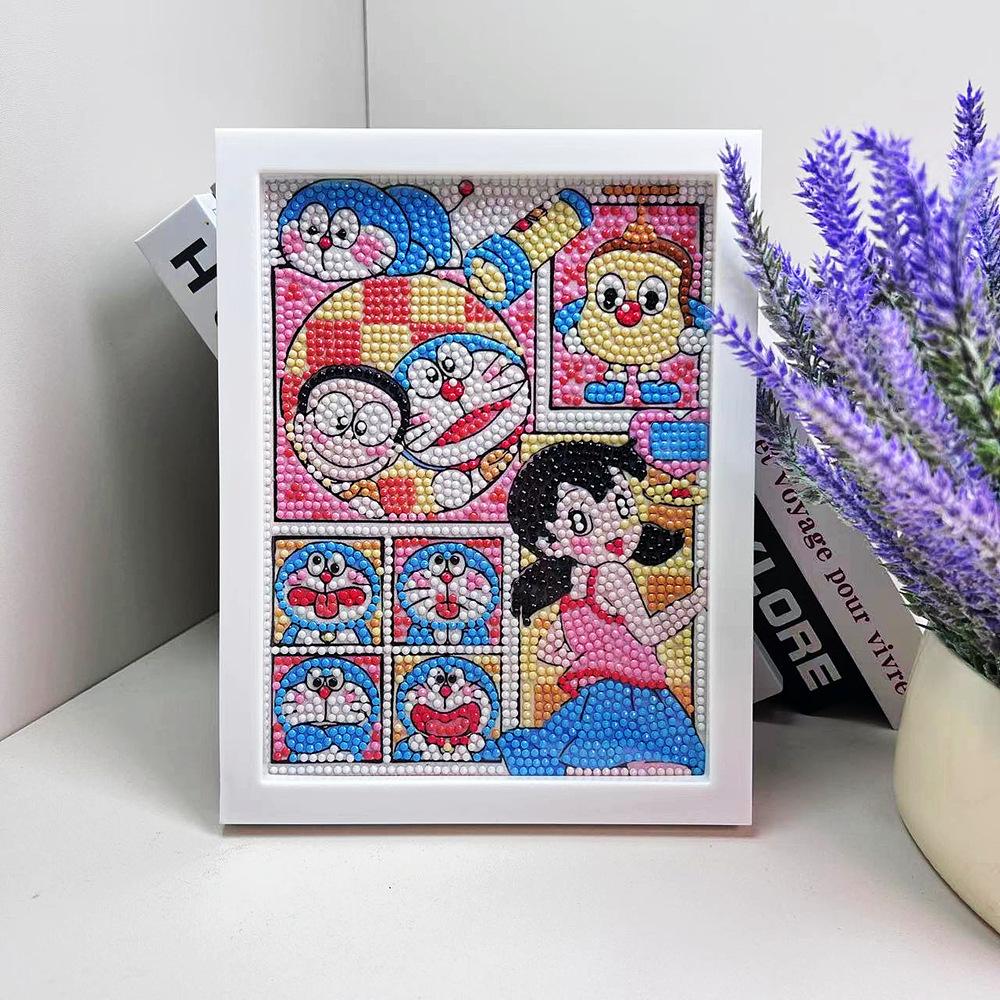 Cartoon Diamond Painting Children's Handmade Diy Diamond Stickers Bedroom Living Room Decorative Painting Masonry Painting with Photo Frame.