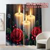 2pcs,Curtains Christmas Candles Holly Rose (3) Popular Fashionable Curtains Versatile Durable Polyester Curtains Outdoor