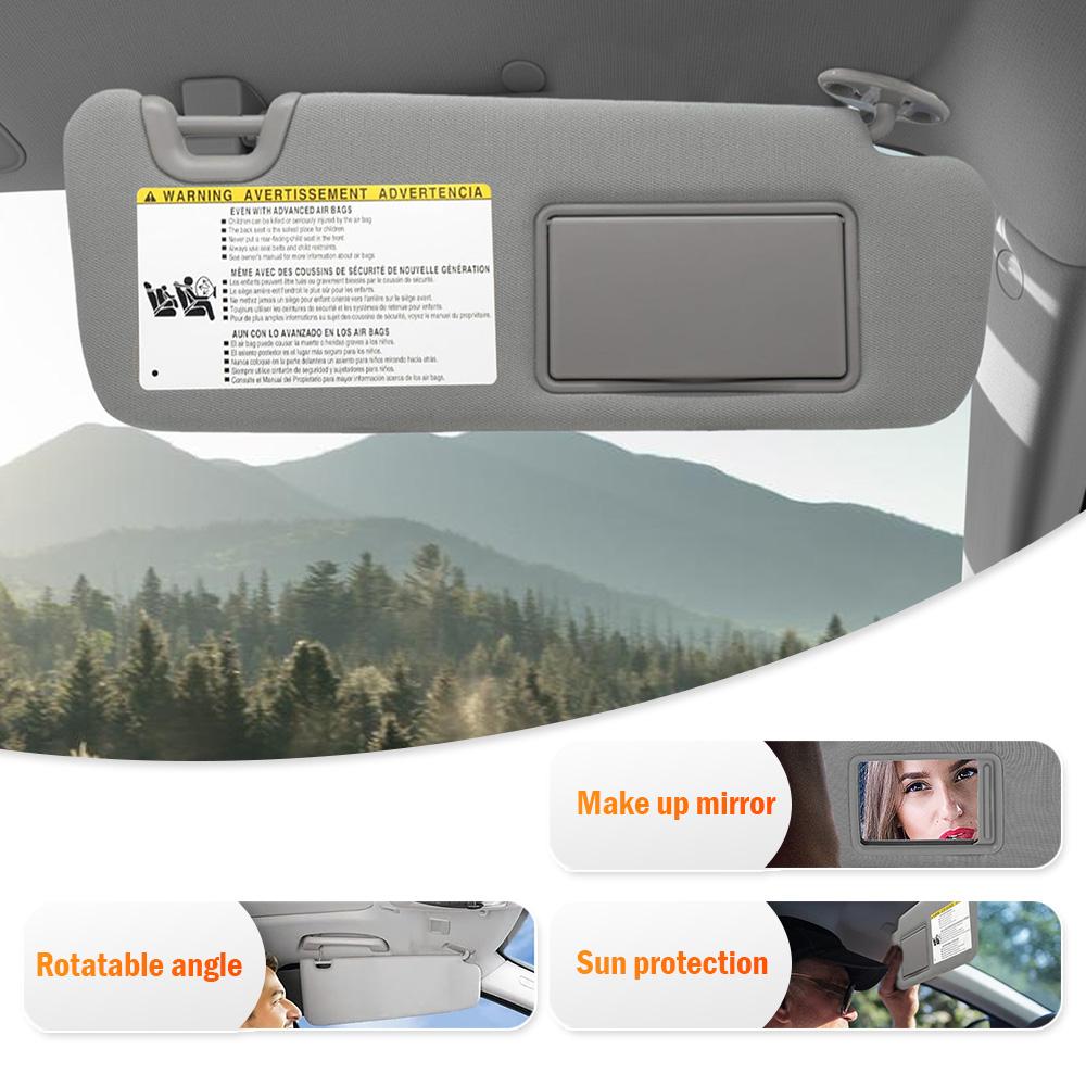 Car Left Right Sun Visor With Mirror Light for Toyota Highlander 2014 2015 2016 2017 2018  Beige/Grey 743100E074A0
