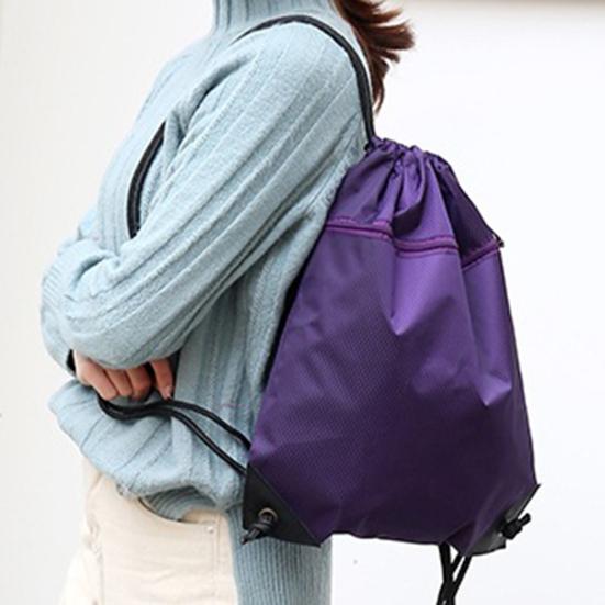 Unisex Sports Backpack Foldable Water-resistant Pure Color Drawstring Backpack for Workout