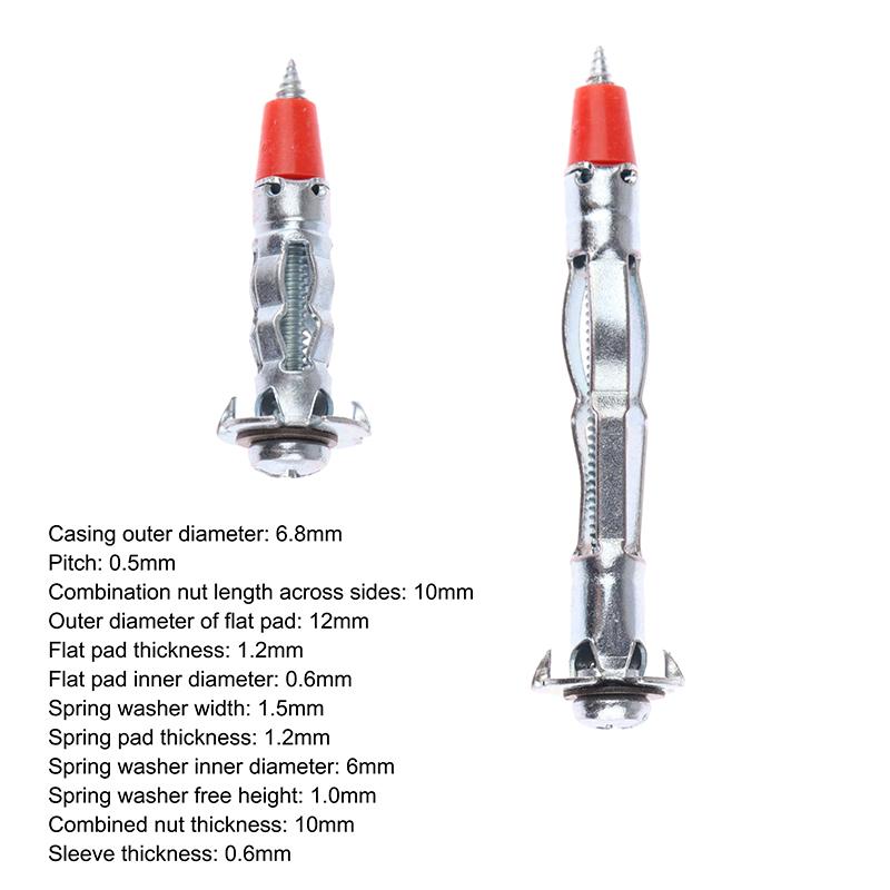 10 buc. șuruburi Molly pentru sarcini grele Kit de șuruburi de ancorare de perete cu antrenare goală pentru gips-carton diblu pentru dispozitive de agățare din gips-carton