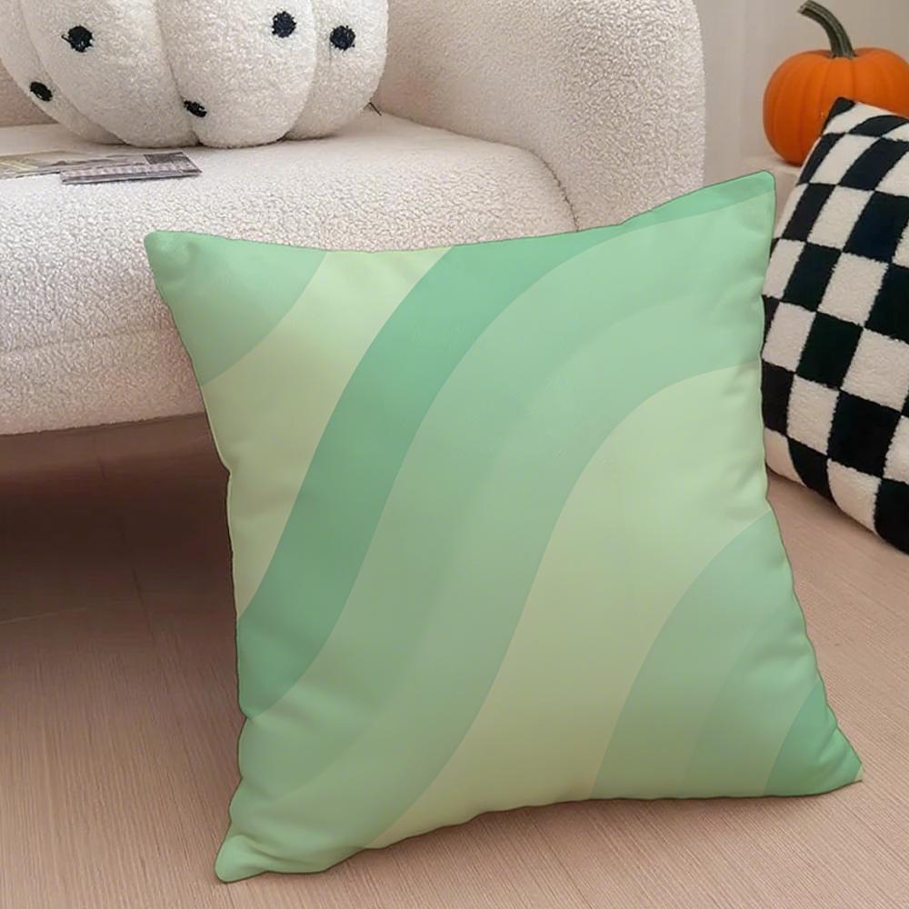 Refreshing Serene Matcha And Mint Green Cushion Cover Throw Pillow Cover Hidden Button Durable Polyester Chair Cushion