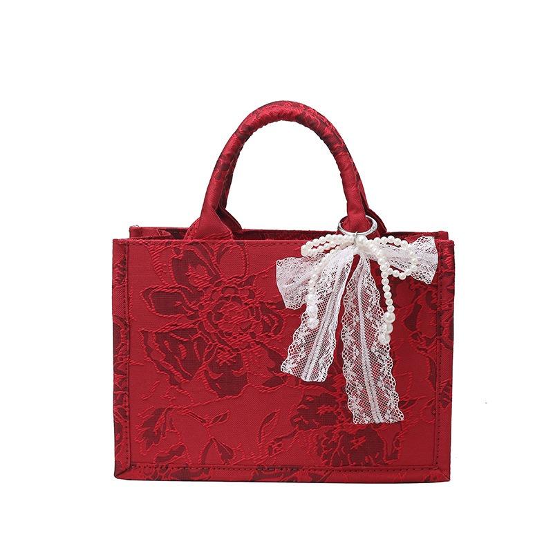 

Премиальная сумка-мессенджер, новая китайская вышитая портативная женская сумка, сумка-тоут большой вместимости, красная свадебная сумка. Small without pendant красный
