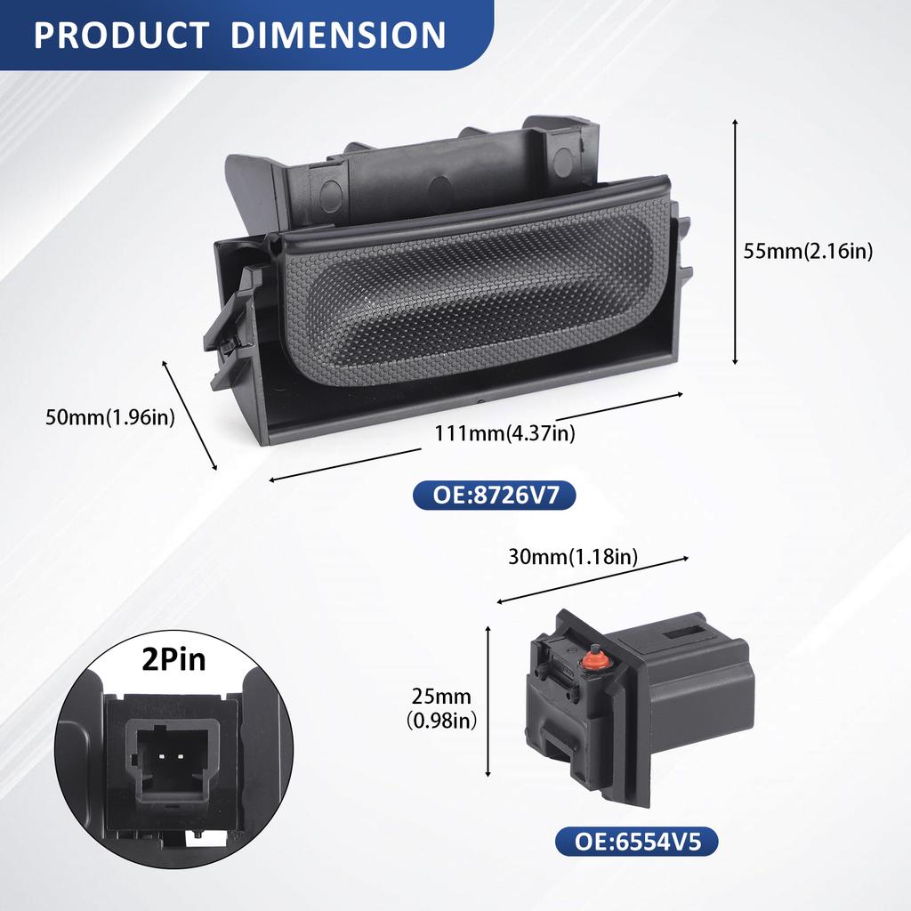Black Plastic Boot Release Switch For Peugeot 206 207 307 308 407SW 5008 Citroen Xsara Picasso C3 C4 C4 Picasso 6554V5 8726V7