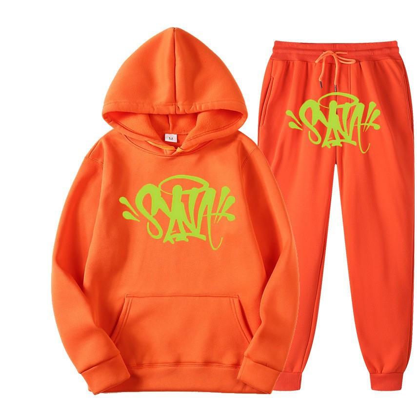 SynaWord High Street Fashion Trendy Brand Suit Men's Ins Trend Hip Hop Hoodie Syna Print Sweater Suit