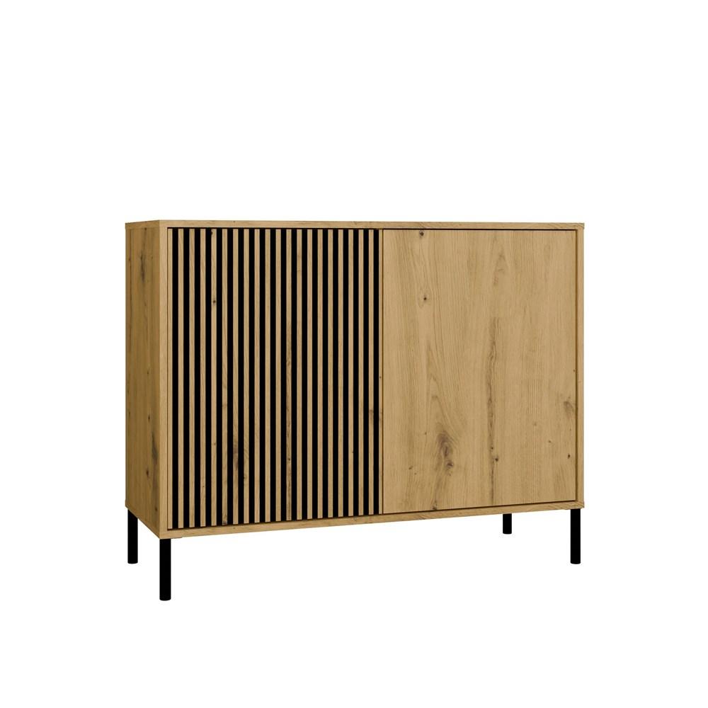 Komoda Front Ryflowany Szafka Kamaro 2D Slim / Gładki Dąb Artisan Lamele