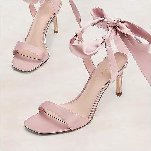 Fashion Bow Women Heeled Sandals High Heels Marie Janes Shoes Woman Slippers 2025 New Elegant Party Pumps Trend Dress Sandalias De Mujer