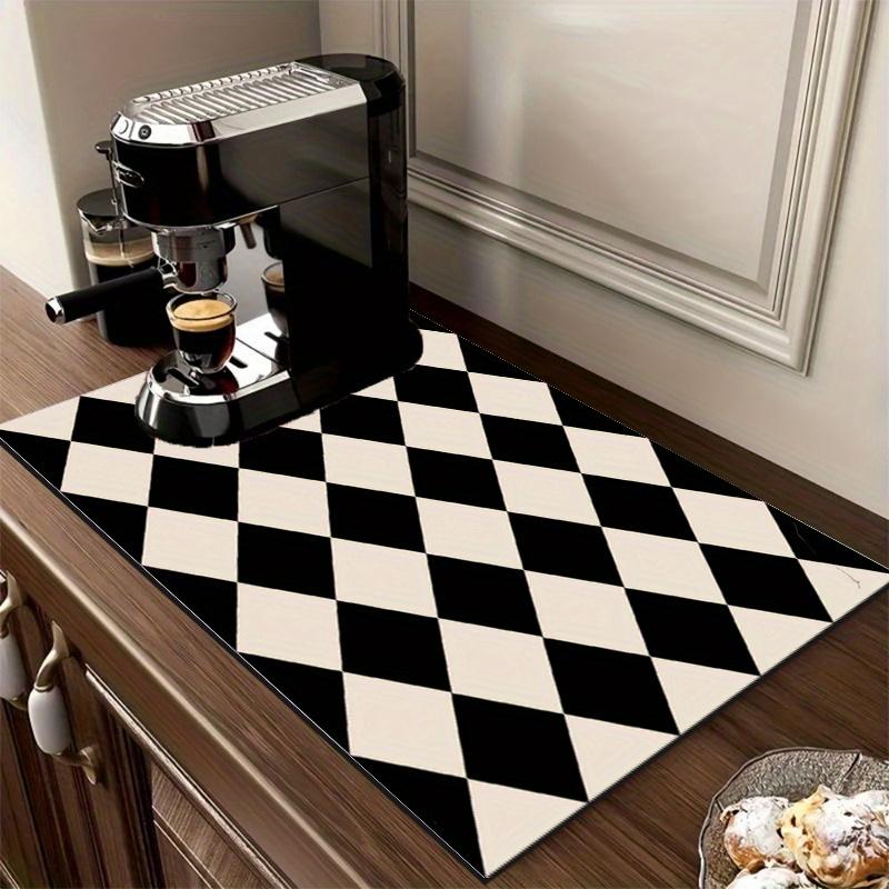 1Pcs Rubber Drying Mat With Checkerboard Pattern Drying Mat For Coffee Shop Restaurant Kitchen Carpet Tableware Durable Diatom