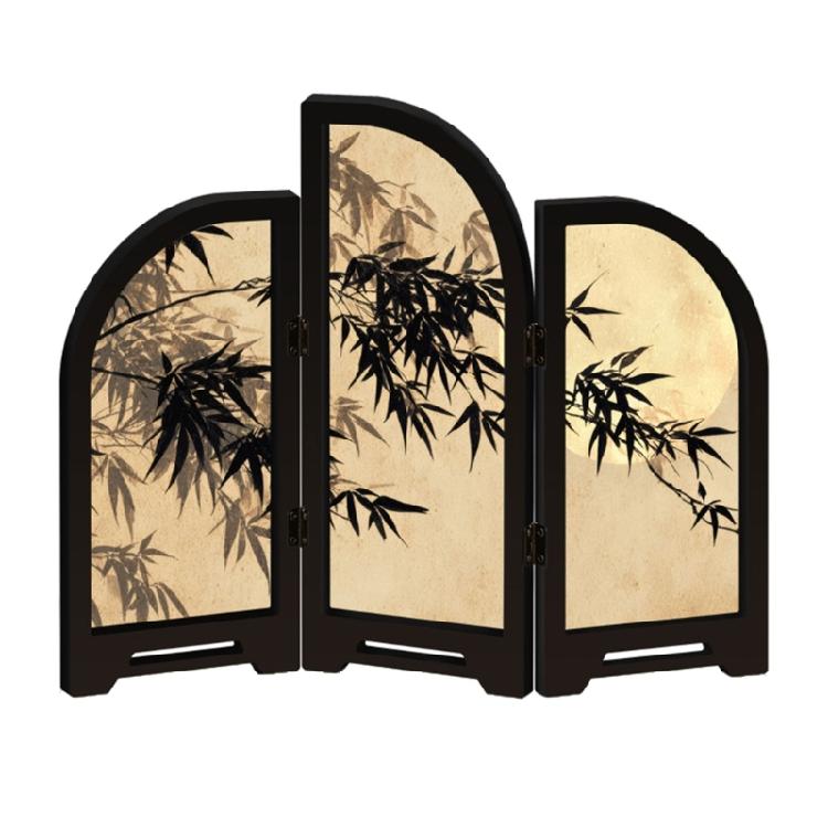 

Decorative Table Screen 3 Panel Divider Aesthetic Desktop Folding Screen Feng Shui Ornament for Dining Room Decors