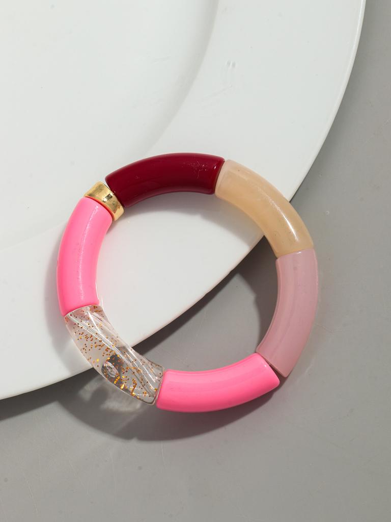 Bohomia Acryl-Design-Stil, klobiges, stapelbares Bambus-Armband für Frauen, Boho, elastisch, bunte Röhrenperlen-Armbänder, 2024 Schmuck