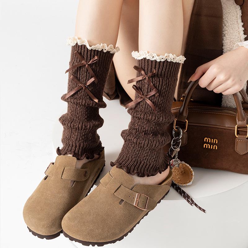 Boots Still Cotton Socks Cover Lace Lolita Stack Socks Girl Bow Sweet Thickened Girl Leg Cover