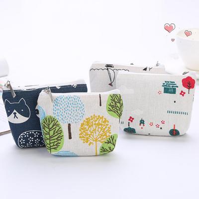 Canvas Cash Coin Purse,Pineapple Green Print Make Up Bag Zipper Small Purse Wallets