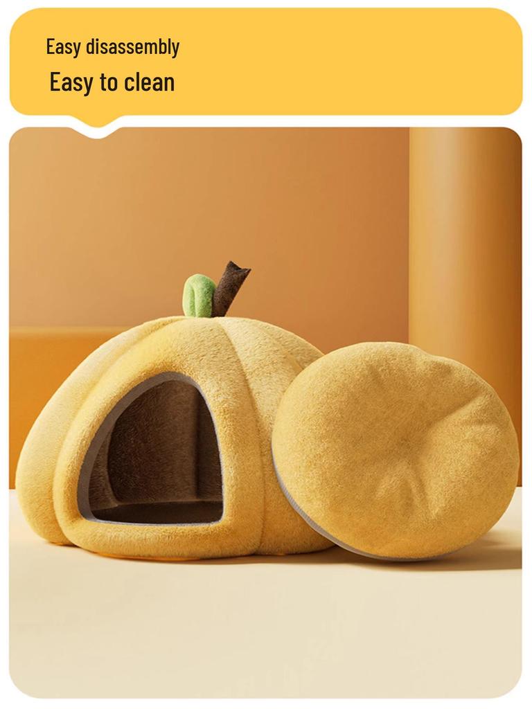 Pumpkin Nest Pet Bed: Cozy Winter Blanket for Cats, Dogs, Rabbits & Guinea Pigs