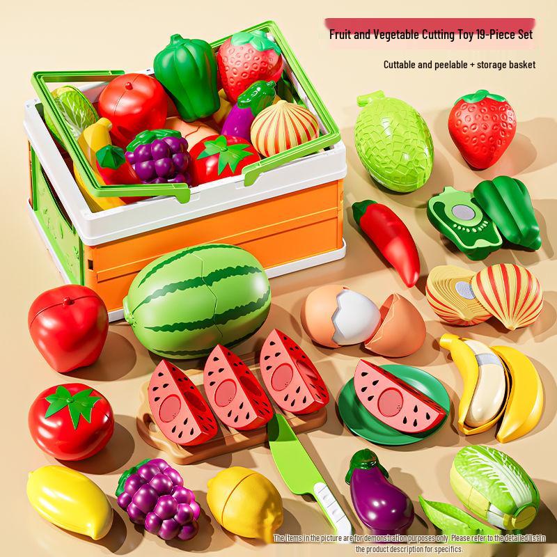 Children s Fruit and Vegetable Cutting Playset - Peelable Watermelon & Durian for Pretend Play