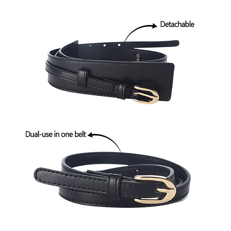 Simple Pu Leather Detachable Girdle  Pin Buckle Wide Waistband Vintage Coat Dress Belt For Women Clothes Decoration