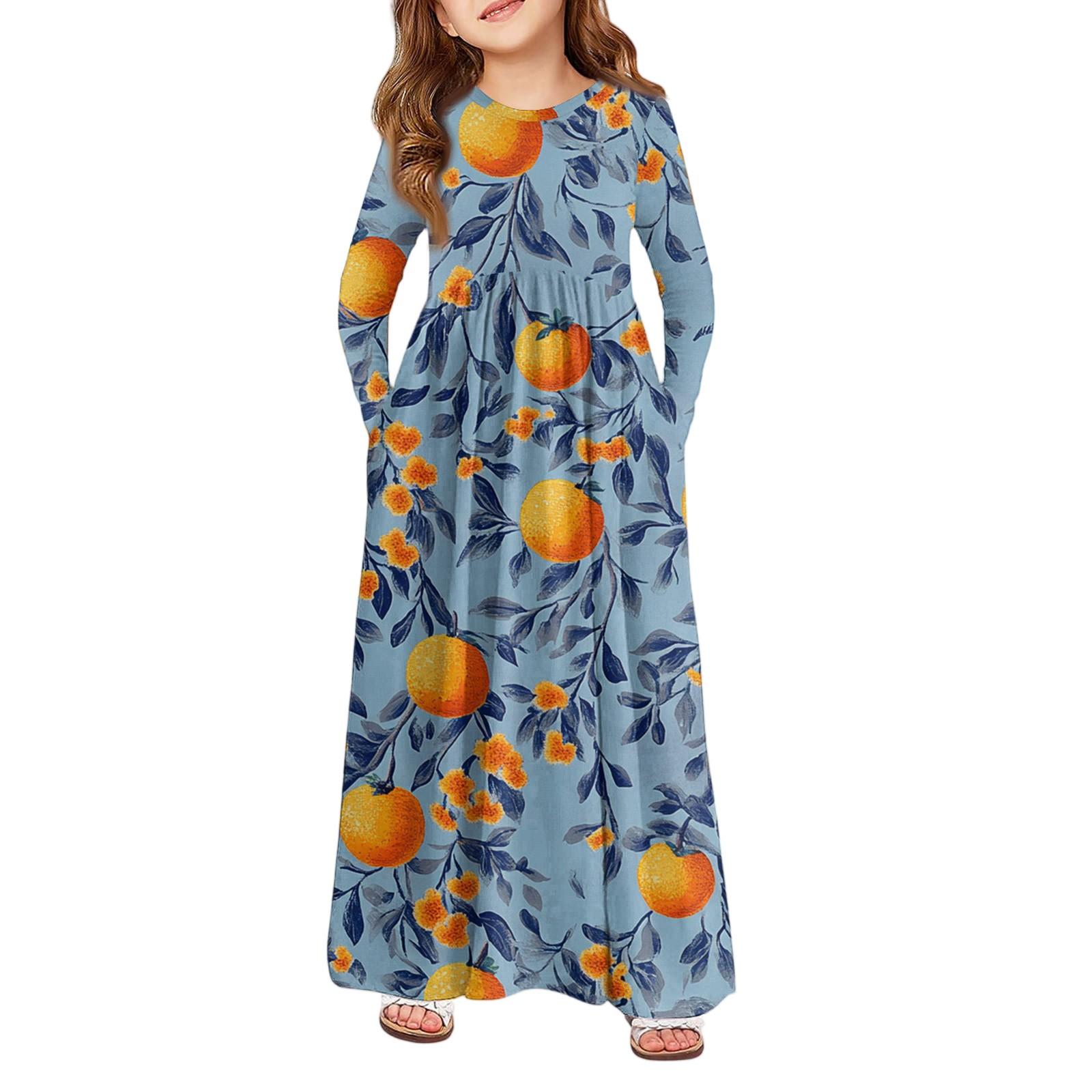 

Девичье платье макси - Платье с длинным рукавом и карманом 160 небесно-голубой